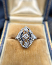 Vintage Art Deco Diamond & Sapphire Platinum Cocktail Ring