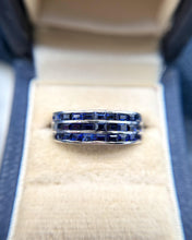 Triple Row Sapphire Band 18K White Gold