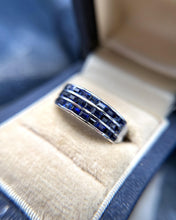 Triple Row Sapphire Band 18K White Gold