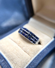 Triple Row Sapphire Band 18K White Gold