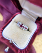 Estate Ruby & Diamond 18k White Gold Ring