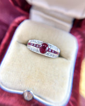 Estate Ruby & Diamond 18k White Gold Ring
