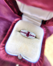 Estate Ruby & Diamond 18k White Gold Ring