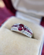 Estate Ruby & Diamond 18k White Gold Ring