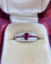 Estate Ruby & Diamond 18k White Gold Ring