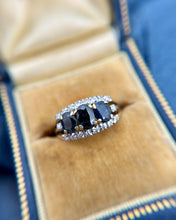 Vintage Retro Sapphire & Diamond 14k Yellow Gold Ring