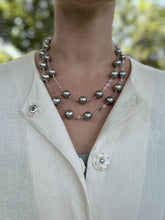 Lugano Grey Tahitian Pearl & Rose Cut Diamond Necklace 13mm 41.5 Inches
