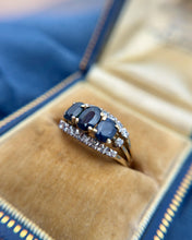 Vintage Retro Sapphire & Diamond 14k Yellow Gold Ring