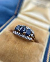 Vintage Retro Sapphire & Diamond 14k Yellow Gold Ring