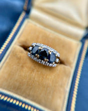 Vintage Retro Sapphire & Diamond 14k Yellow Gold Ring