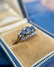 Vintage Retro Sapphire & Diamond 14k Yellow Gold Ring