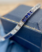 Vintage Platinum Sapphire & Diamond Tennis Bracelet