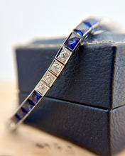 Vintage Platinum Sapphire & Diamond Tennis Bracelet