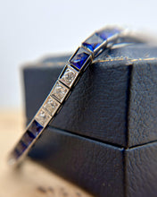 Vintage Platinum Sapphire & Diamond Tennis Bracelet