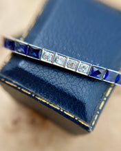 Vintage Platinum Sapphire & Diamond Tennis Bracelet