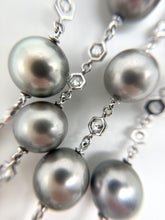 Lugano Grey Tahitian Pearl & Rose Cut Diamond Necklace 13mm 41.5 Inches