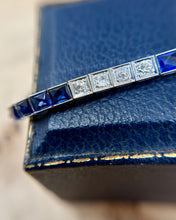 Vintage Platinum Sapphire & Diamond Tennis Bracelet