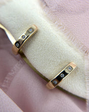 Vintage 14K Yellow Gold Diamond Huggie Earrings