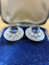 Vintage Sapphire & Diamond Platinum Stud Earrings