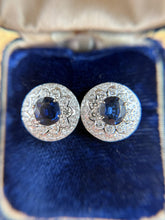 Vintage Sapphire & Diamond Platinum Stud Earrings