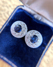 Vintage Sapphire & Diamond Platinum Stud Earrings