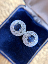 Vintage Sapphire & Diamond Platinum Stud Earrings