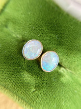 Vintage Opal Stud Earrings 14K Yellow Gold