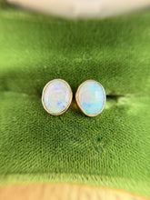 Vintage Opal Stud Earrings 14K Yellow Gold