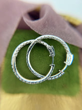 Large 3.5 Carat Diamond Hoop Earrings 14K White Gold