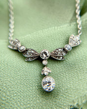 Vintage Platinum 1.1 Carat Diamond Bow Necklace