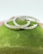 Large 3.5 Carat Diamond Hoop Earrings 14K White Gold