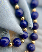 Vintage Lapis & 14K Gold Bead Necklace