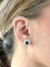 Vintage Sapphire & Diamond Platinum Stud Earrings