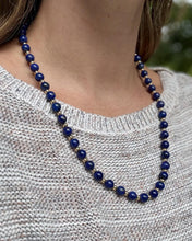 Vintage Lapis & 14K Gold Bead Necklace