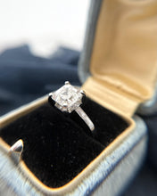 Vintage Art Deco 3.02 Carat Asscher Cut Diamond Platinum Hidden Halo Ring