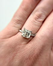 Vintage Art Deco 3.02 Carat Asscher Cut Diamond Platinum Hidden Halo Ring