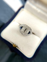 Vintage Art Deco Baguette Diamond Platinum Cocktail Ring