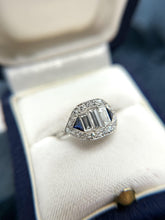 Vintage Art Deco Baguette Diamond Platinum Cocktail Ring