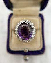 Vintage Amethyst & Diamond Halo Cocktail Ring