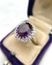 Vintage Amethyst & Diamond Halo Cocktail Ring