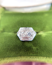Vintage Two Stone Diamond Cocktail Ring 14K White Gold