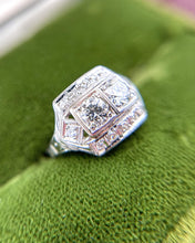 Vintage Two Stone Diamond Cocktail Ring 14K White Gold