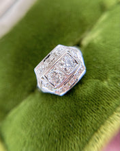 Vintage Two Stone Diamond Cocktail Ring 14K White Gold