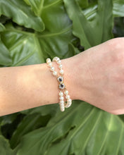Vintage Double Strand Pearl Bracelet Sapphire & Diamond 14K Yellow Gold