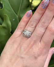 Vintage Two Stone Diamond Cocktail Ring 14K White Gold