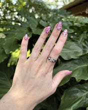 Vintage Art Deco Black Enamel Three Stone Old Mine Cut Diamond Ring