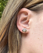 Vintage White Gold Old European Cut Diamond Stud Earrings