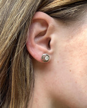 Vintage White Gold Old European Cut Diamond Stud Earrings