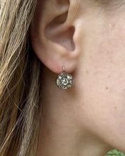Vintage Georgian Rose Cut Diamond Dangle Earrings 14K Rose Gold