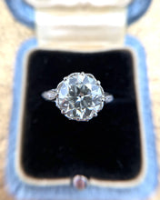 Vintage Art Deco 3.62 Carat Old European Cut Diamond Platinum Engagement Ring